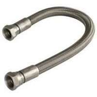 A PTFE hose with stainless wire reinforcement provides a very inert material, yet withstanding pressure.