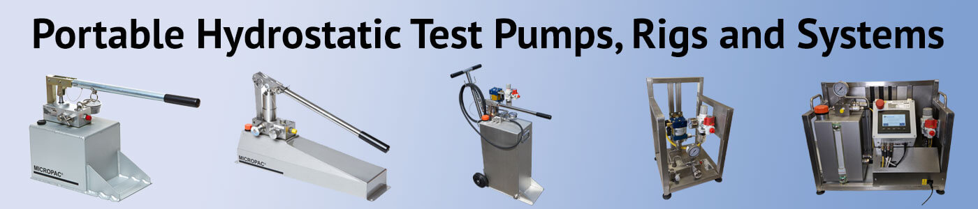 Portable Hydrotest pumps manual or air driven multifluid